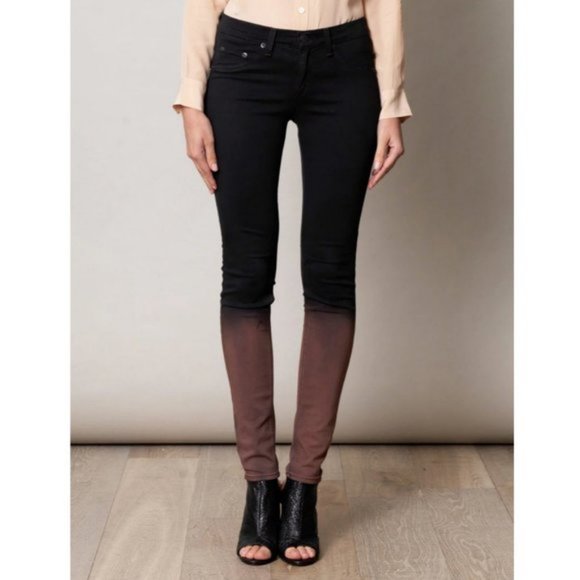 Stunning Rag & Bone Rusted Mauve Ombré Plush Mid-Rise Skinny Legging Jeans - 26